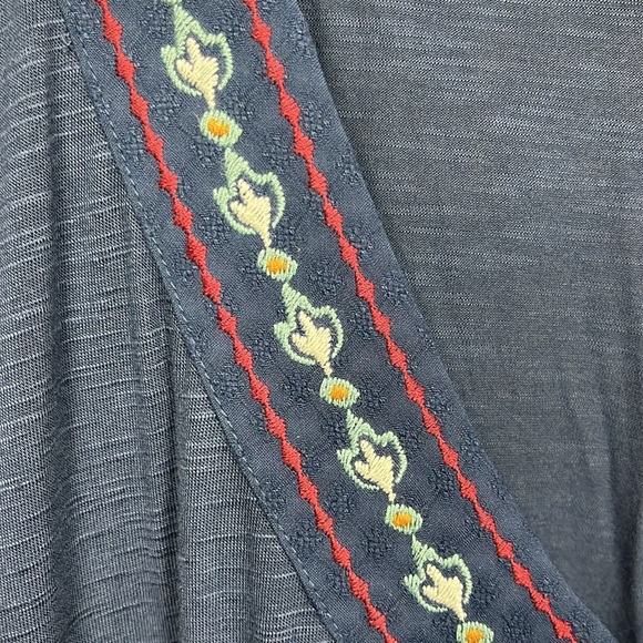 Nurture Womens Tunic/Top 2X Navy Red White Pullover Balloon Sleeve Embroidered - Picture 3 of 14